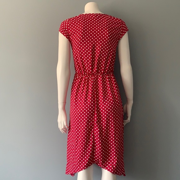NWT BCBGMAXAZRIA Polka-Dot Faux-Wrap Dress SZ XS - Picture 6 of 8